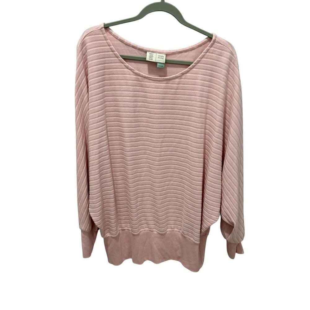 Saturday/Sunday anthropogie Pink Ribbed Long Sleeve Pullover Sweater sz large